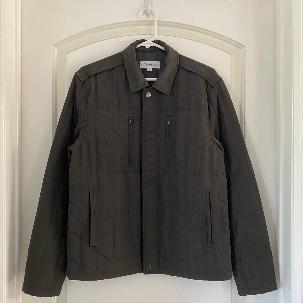 Calvin Klein Fall Winter Dark Gray Grey Quilted Puffer Jacket Men's Size S